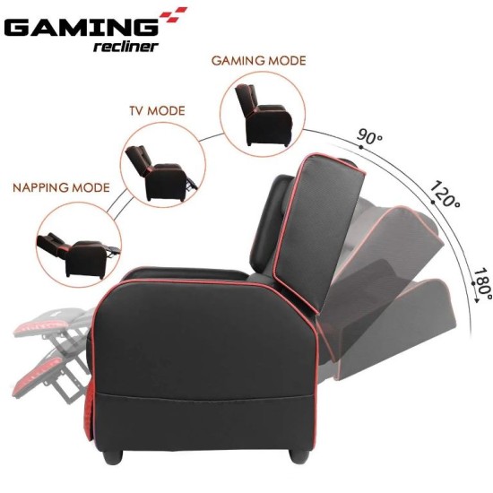 PLAYERS RANGER X FAUX LEATHER GAMING SEAT RECLINER ARMCHAIR SOFA - RED