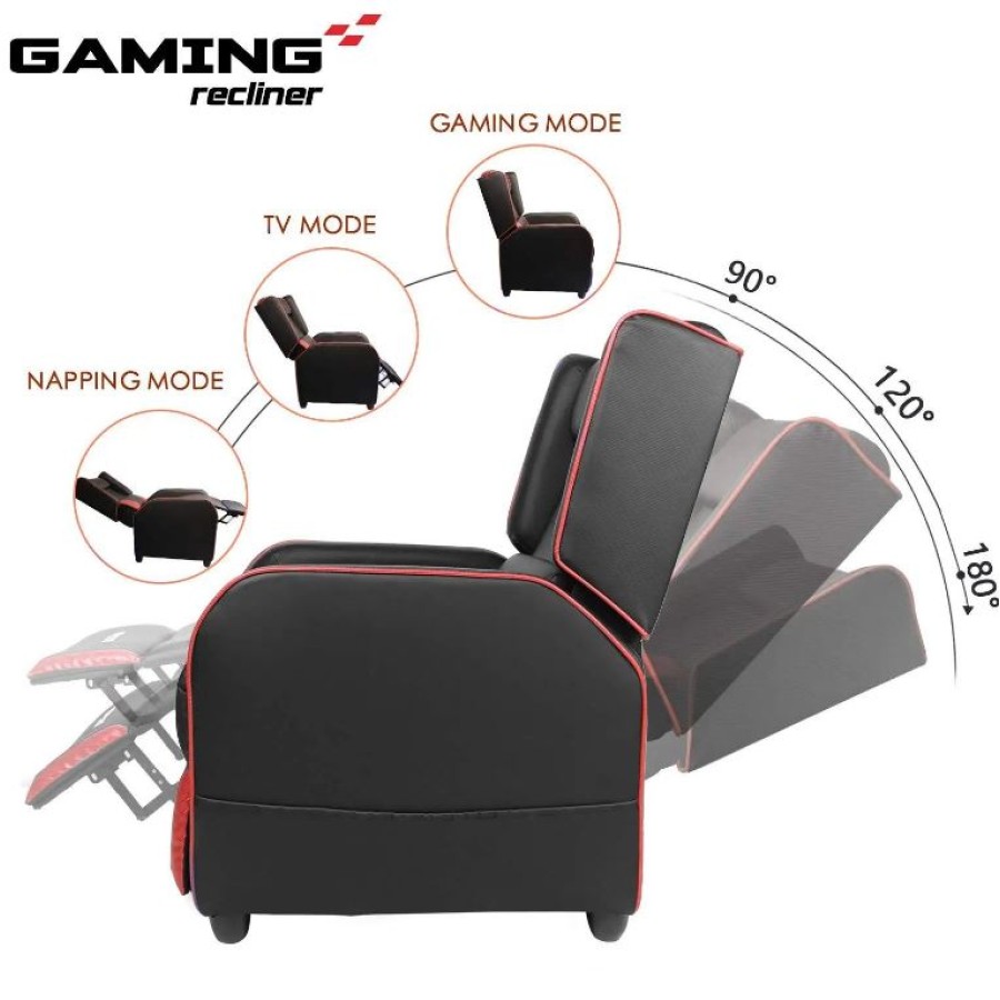 PLAYERS RANGER X FAUX LEATHER GAMING SEAT RECLINER ARMCHAIR SOFA - RED