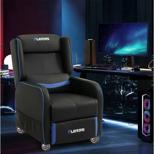 PLAYERS RANGER X FAUX LEATHER GAMING SEAT RECLINER ARMCHAIR SOFA - BLUE