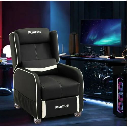 PLAYERS RANGER X FAUX LEATHER GAMING SEAT RECLINER ARMCHAIR SOFA - WHITE