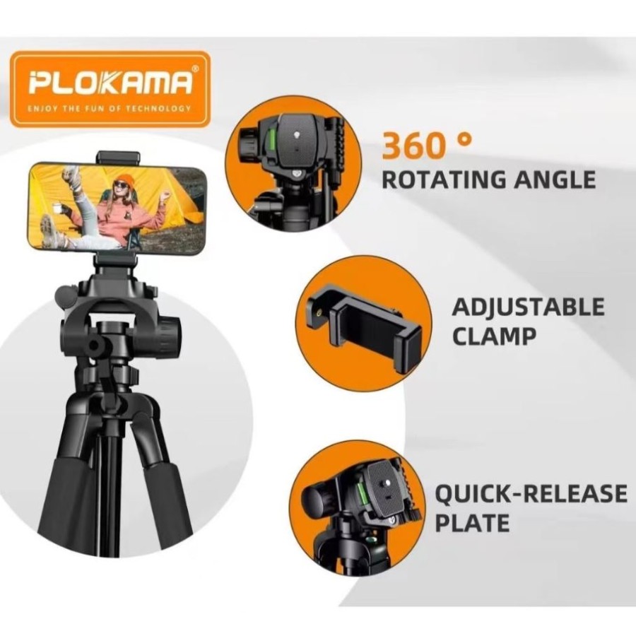 Plokama PK-9950 Portable Aluminum Alloy Tripod + Earldom EH268 Magsafe Phone Holder