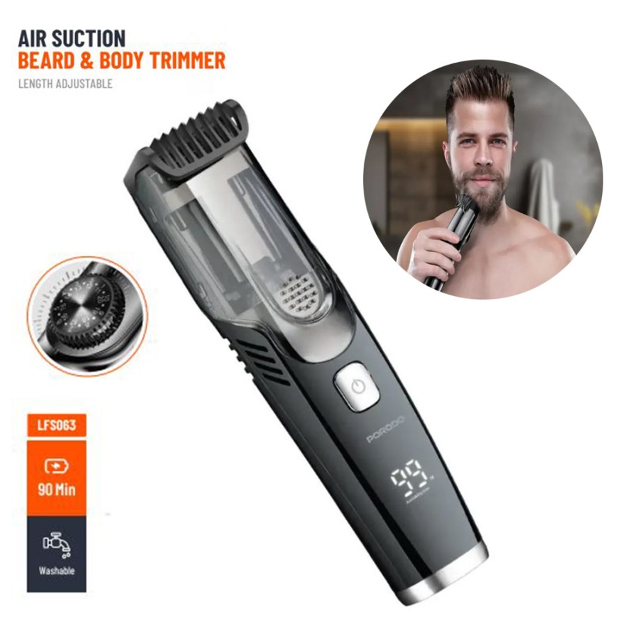 Porodo Air Suction Beard & Body Trimmer