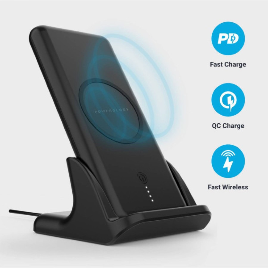 Poweology 2in1 Fast- Wireless Power Bank 1000mAh - Black