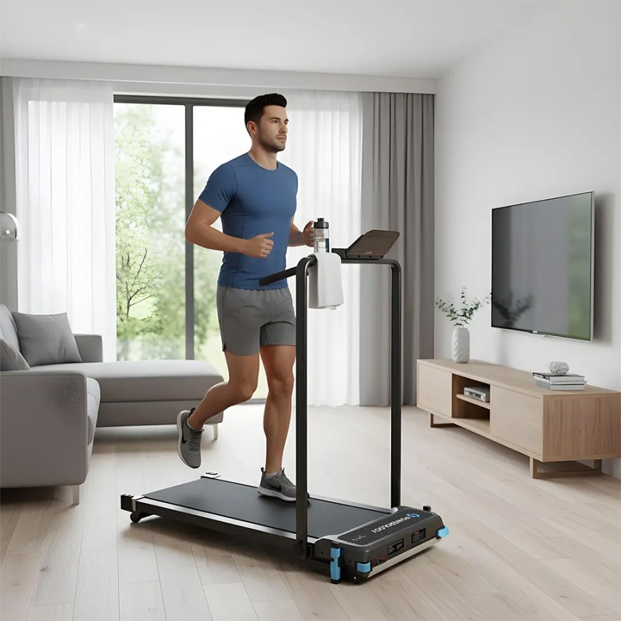 Powerology 2-in-1 Foldable Treadmill With Massage Pad -Black