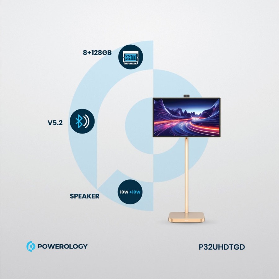 Powerology 32" Google 4K Screen - 4K Camera