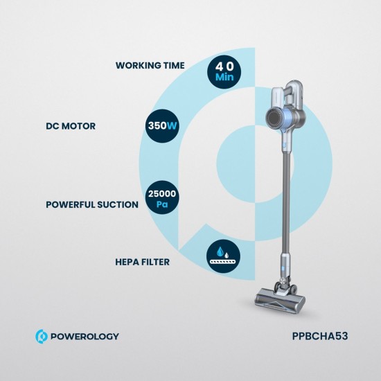 Powerology  Cordless Vaccum Cleaner with HD Display &  Detachable Battery