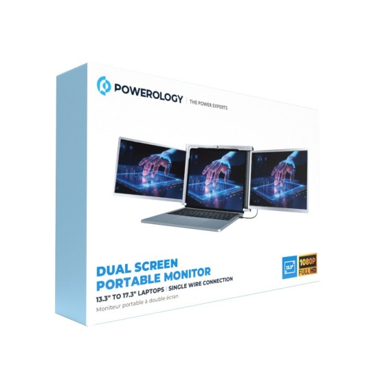 Powerology Dual Screen Portable Monitor - Silver