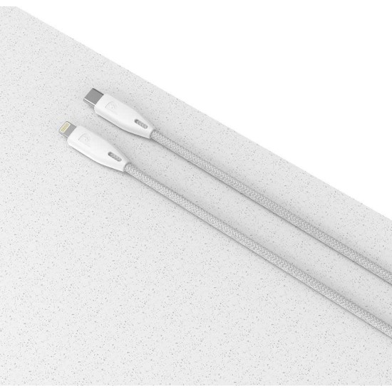 Powerology Braided USB-C to Lightning Cable 2m - White