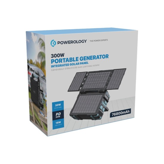 Powerology Portable Solar Power Generator 284Wh 300W QC - Black