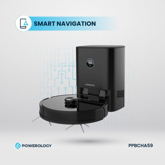 Powerology Smart Station Robot Vacuum & Mop - Black