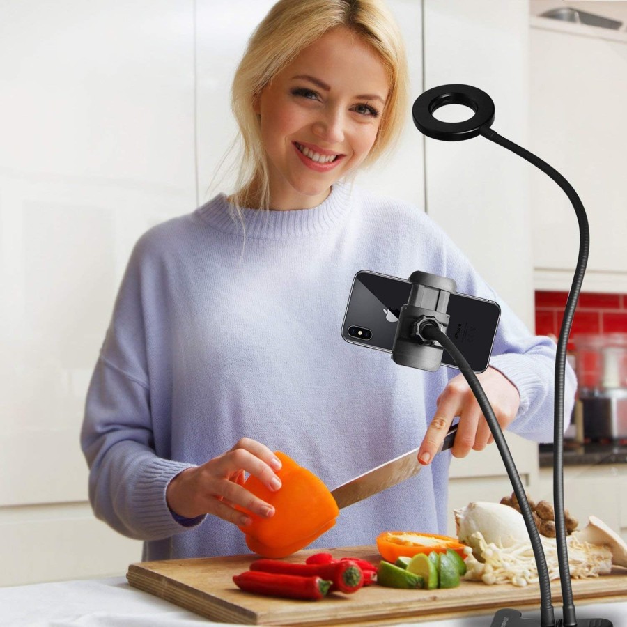 Professional Live Stream Selfie Ring Light with Cell Phone Holder Stand for Live Stream & Makeup Professional Live Stream Selfie Ring Light with Cell Phone Holder Stand for Live Stream & Makeup
