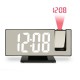 Mirror Clock and Alarm with Laser Projection of Time on the Wall - Black