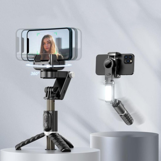 Q18 Desktop Selfie Stick Tripod with Fill Light Tripod Gimbal Stabilizer