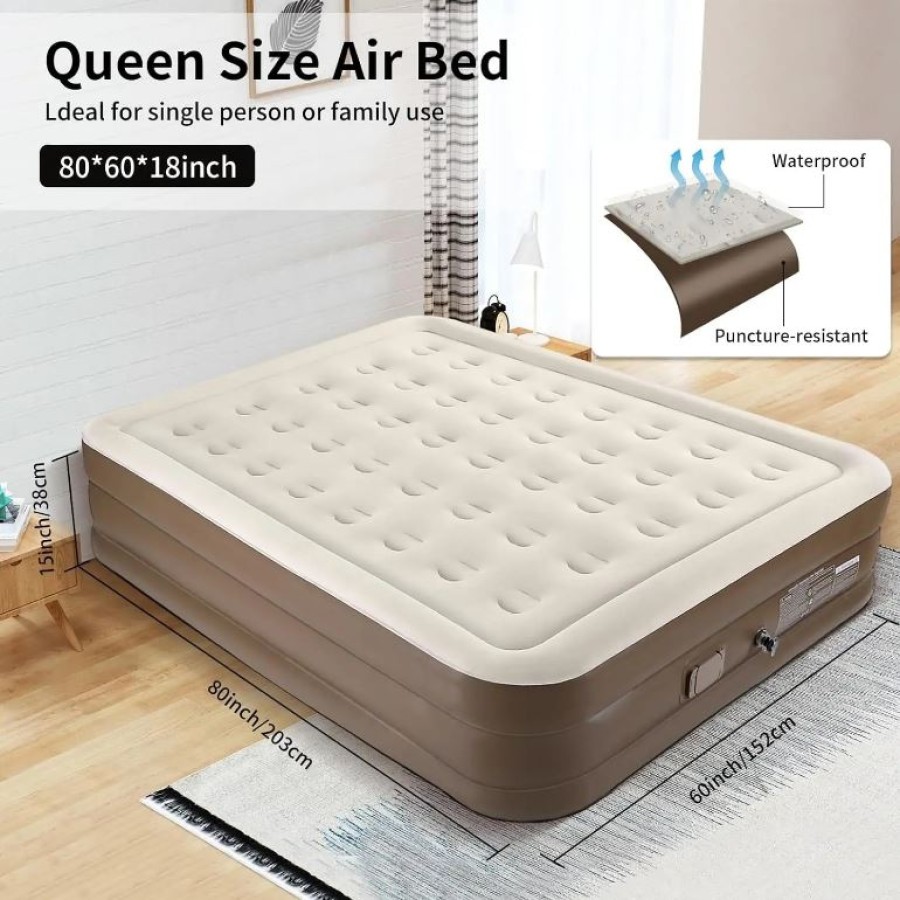 Inflatable Queen Size 40Holes  Airbed Mattress with in Built Pump