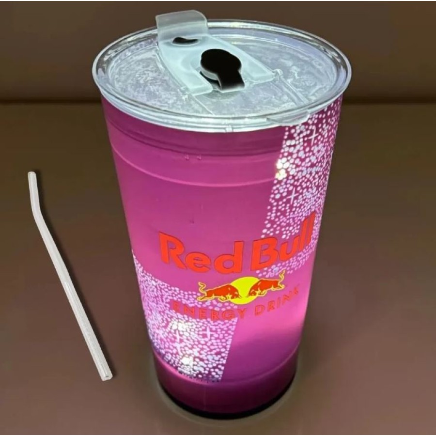Red Bull Light Up LED Glowing Cup with Straw 415ml