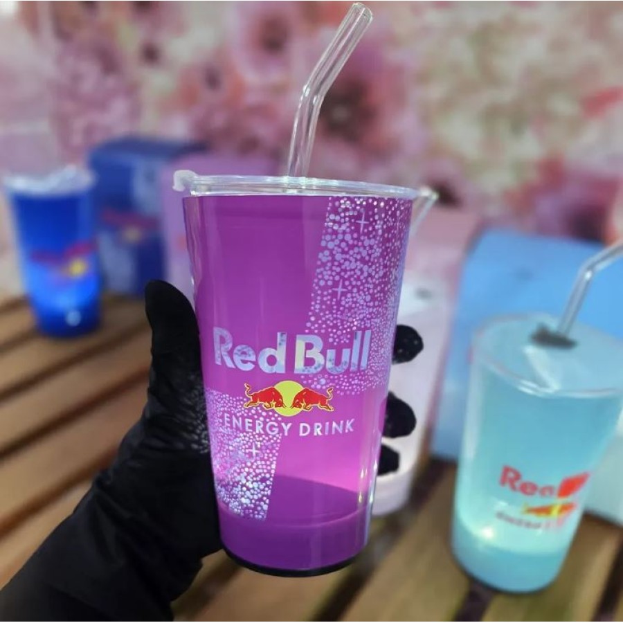 Red Bull Light Up LED Glowing Cup with Straw 415ml
