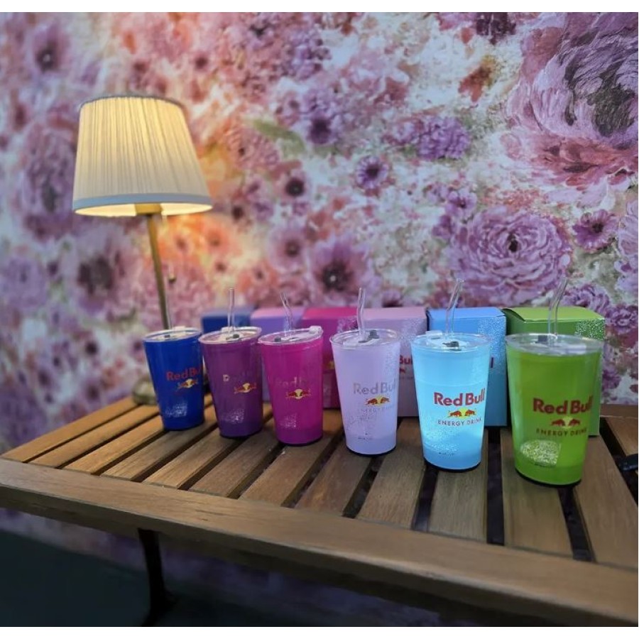 Red Bull Light Up LED Glowing Cup with Straw 415ml