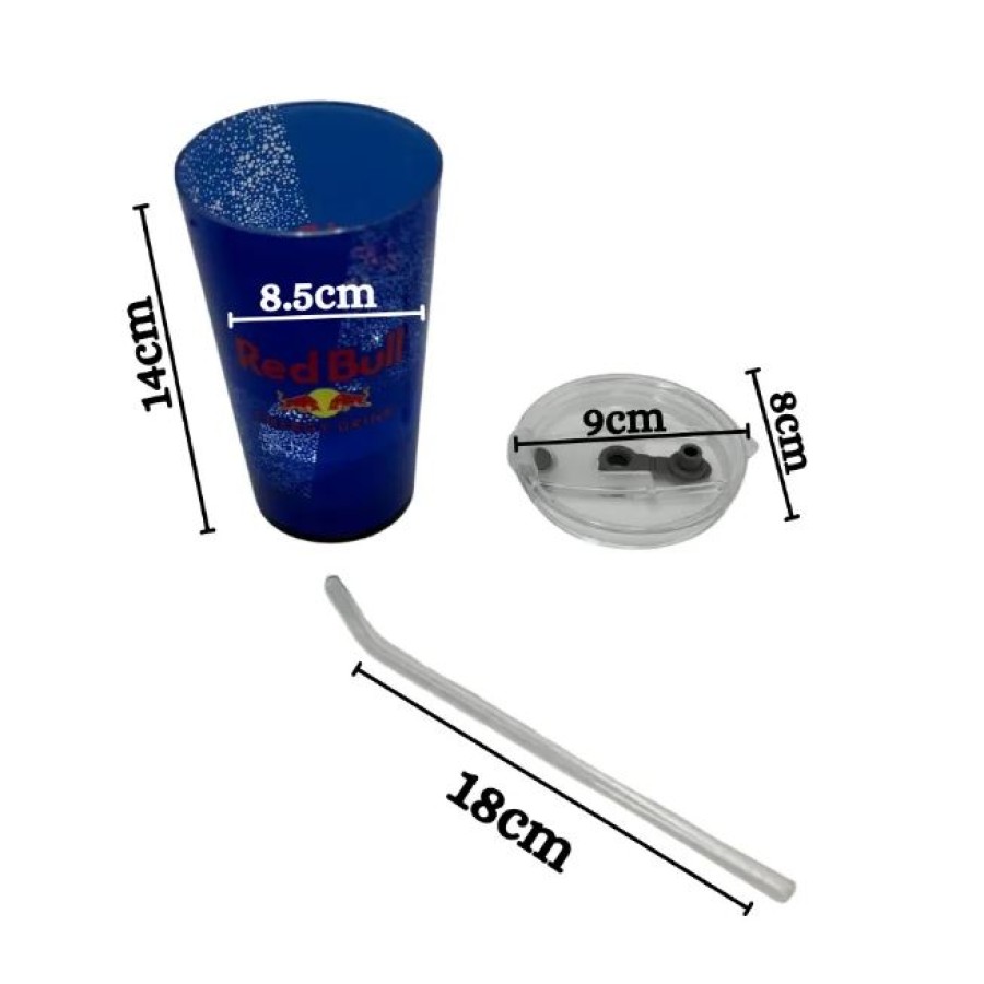 Red Bull Light Up LED Glowing Cup with Straw 415ml