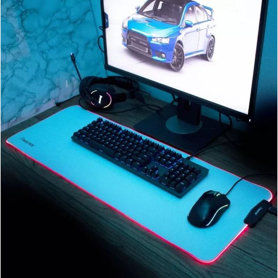 RGB Mouse Pad Gaming LED Large Soft Cloth 4 USB Port Mat - 40x90cm