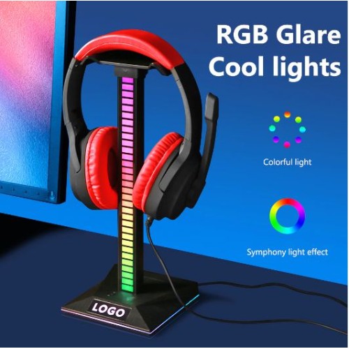 RGB Headset Stand LED Sound Control Light Headphone Holder