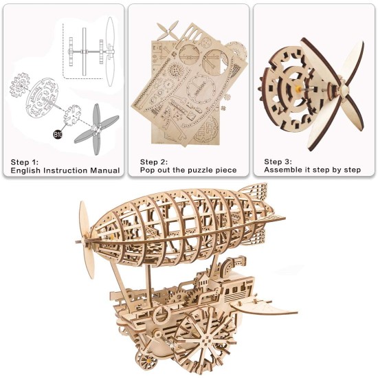 ROKR 3D Puzzle Wooden Air Craft Kit Mechanical Model Building Kits - 229Pcs