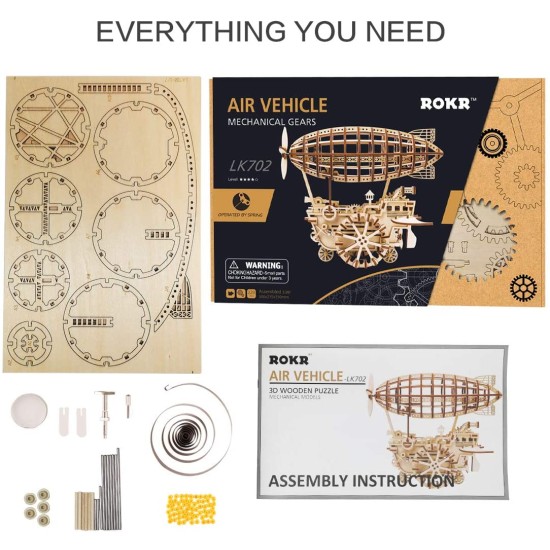 ROKR 3D Puzzle Wooden Air Craft Kit Mechanical Model Building Kits - 229Pcs