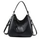 Realer Hobo Bag Women Faux Leather Purse Handbag Large Zipper Tassel Black