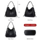 Realer Hobo Bag Women Faux Leather Purse Handbag Large Zipper Tassel Black