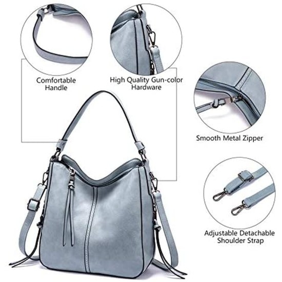 Realer Handbag Women Brand Leather Crossbody Bag Women PU Synthetic Tote Light Blue