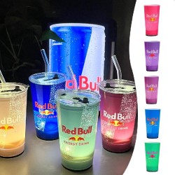 Red Bull Light Up LED Glowing Cup with Straw 415ml
