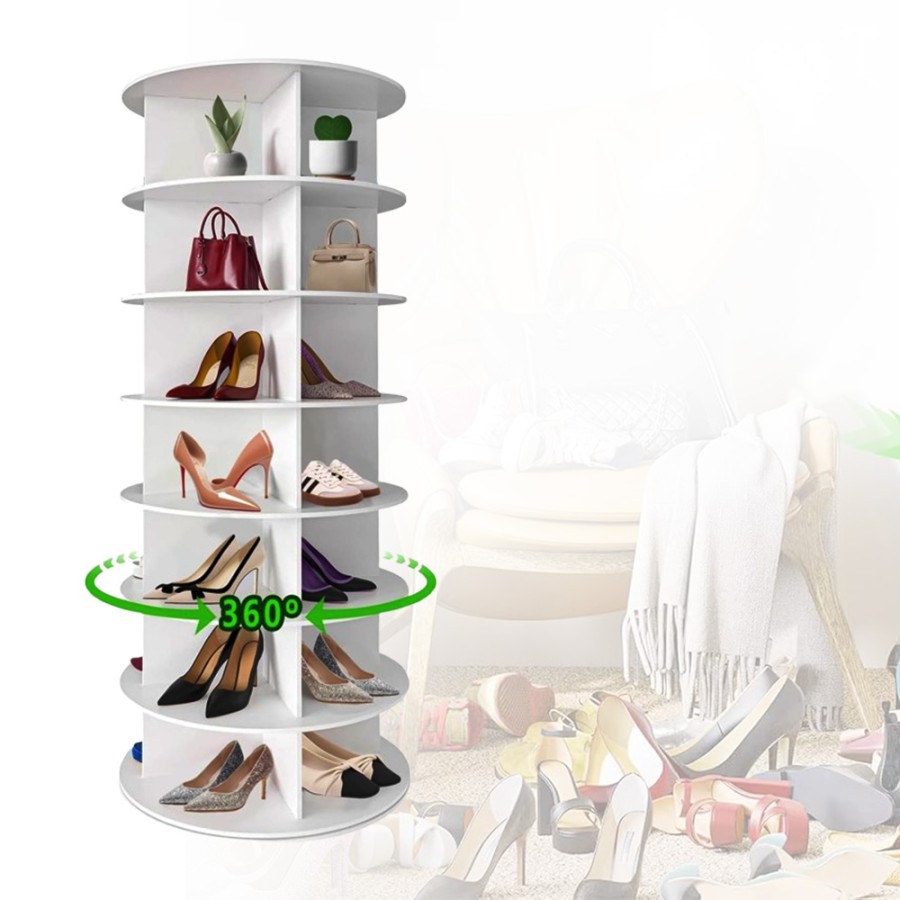 7-Tier Revolving 360° Shoe Rack Space-Saving and Convenient Storage Solution