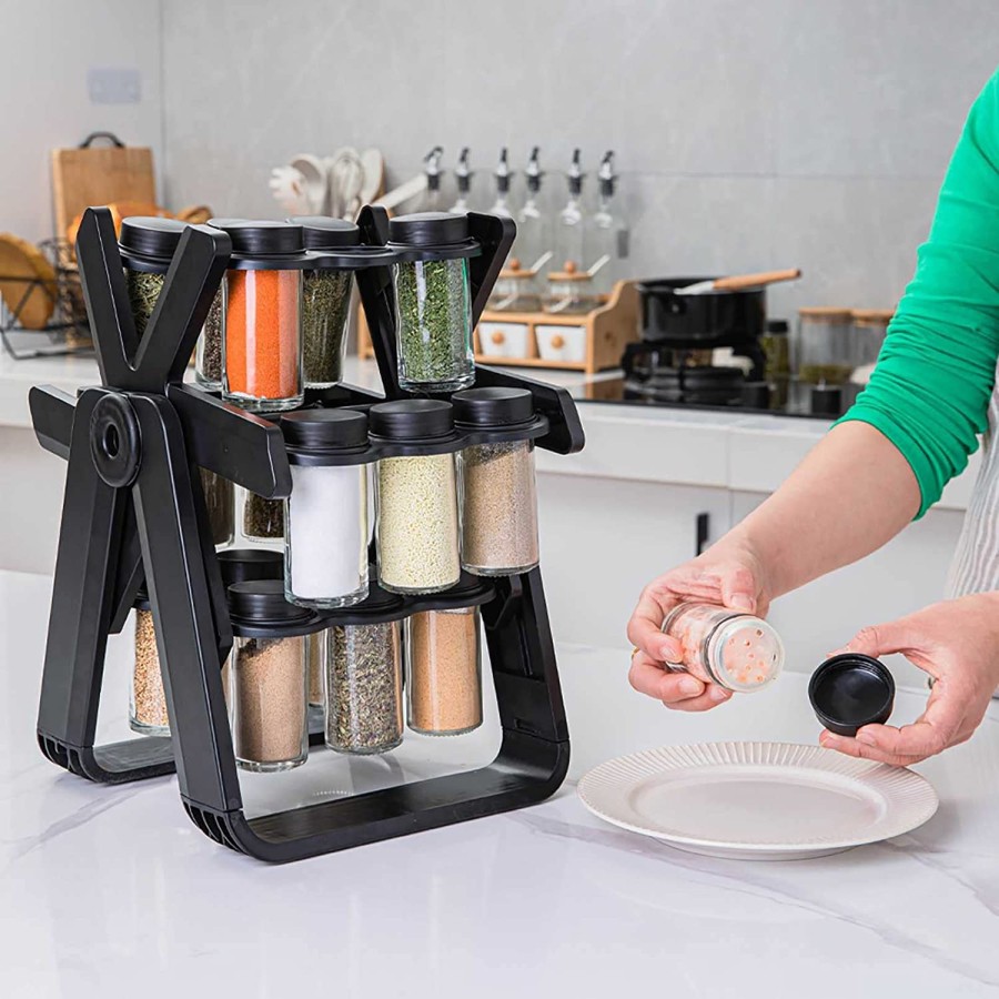 360° Rotating Ferris Wheel Spice Rack with 18 Spice Jars