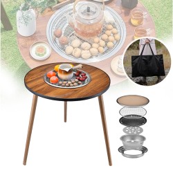 BBQ Multi-Purpose Camping Round Table with Grill Pan & Gril Net BBQ Multi-Purpose Camping Round Table with Grill Pan & Gril Net