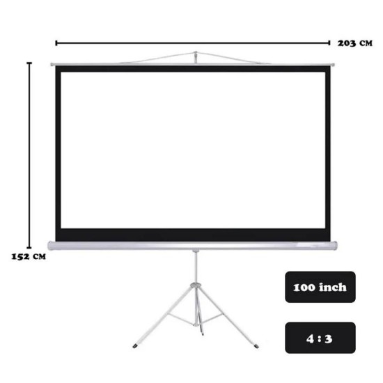 Portable Projector Screen 100 inch, 4:3 Indoor/Outdoor Movies Screen, Supports Double-Sided Projection