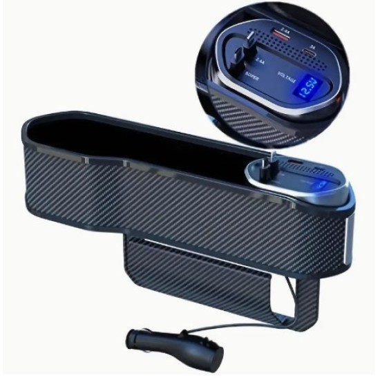 Car Seat Storage Box, With Two USB Ports And Two Retractable Fast Charge Cables