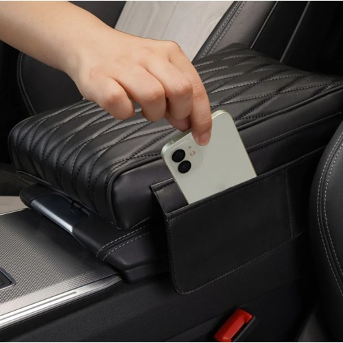 Car Armrest Cushion With Side Pockets Organizer