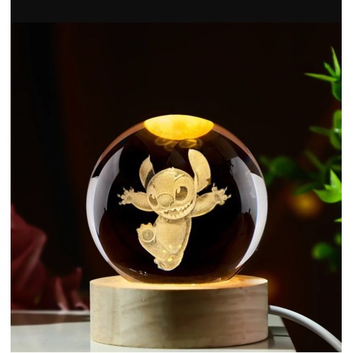 3D Stitch Glass Ball Night Lamp - Model B