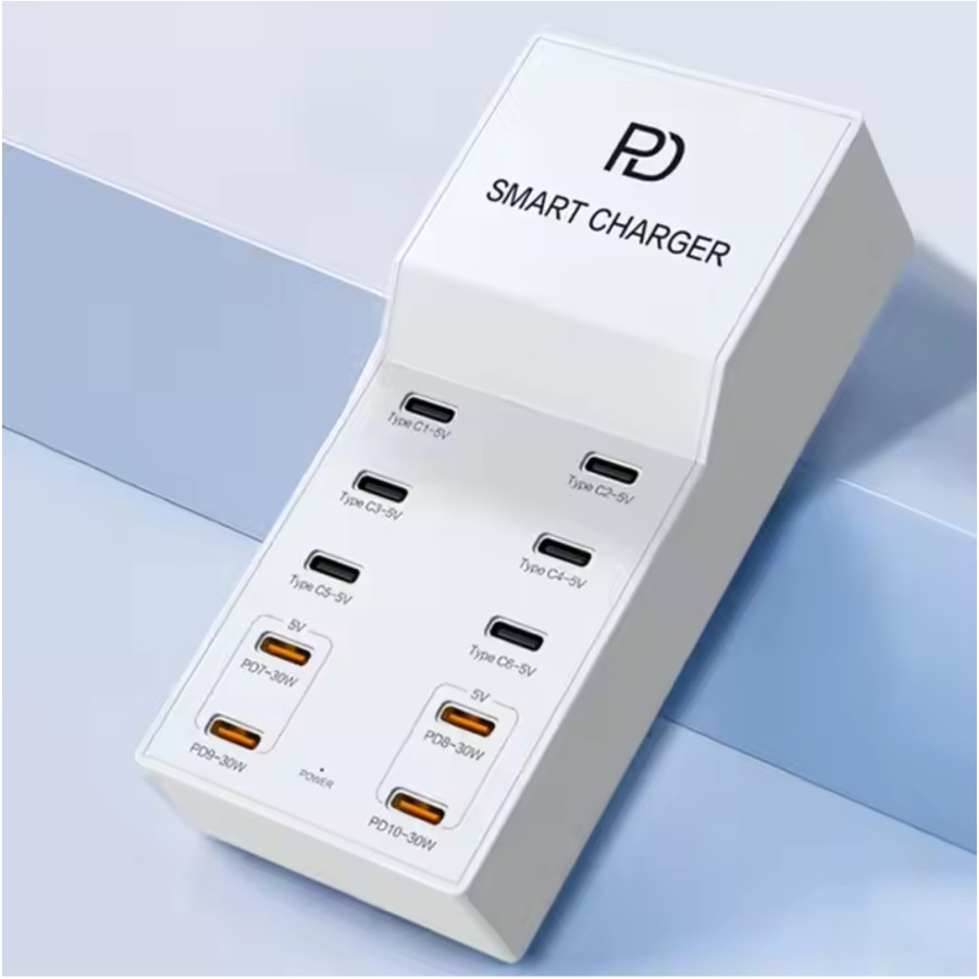 T8 Plus Smart Charger USB-C 10-Port – 72W Total Output