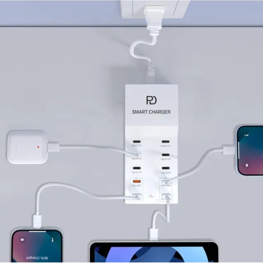 T8 Plus Smart Charger USB-C 10-Port – 72W Total Output