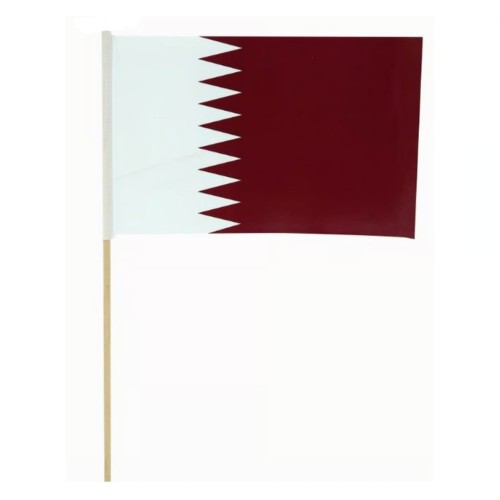 Handheld Wooden Stick Flag - Qatar