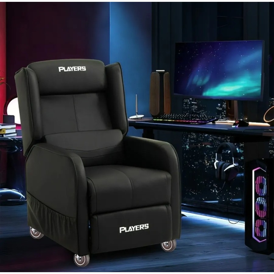 PLAYERS RANGER X FAUX LEATHER GAMING SEAT RECLINER ARMCHAIR SOFA - BLACK