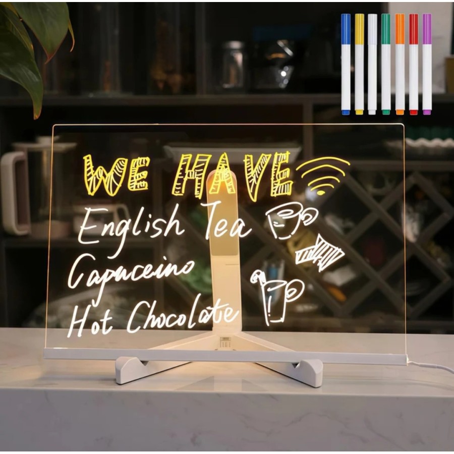 Creative Rewritable Acrylic LED Message Board 30x20cm