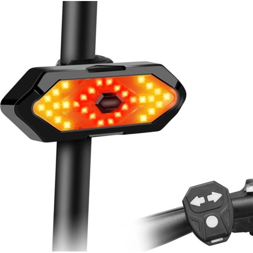 Bike Tail Light with Turn Signals, Wireless Remote LED Rear Bike Light USB Rechargeable