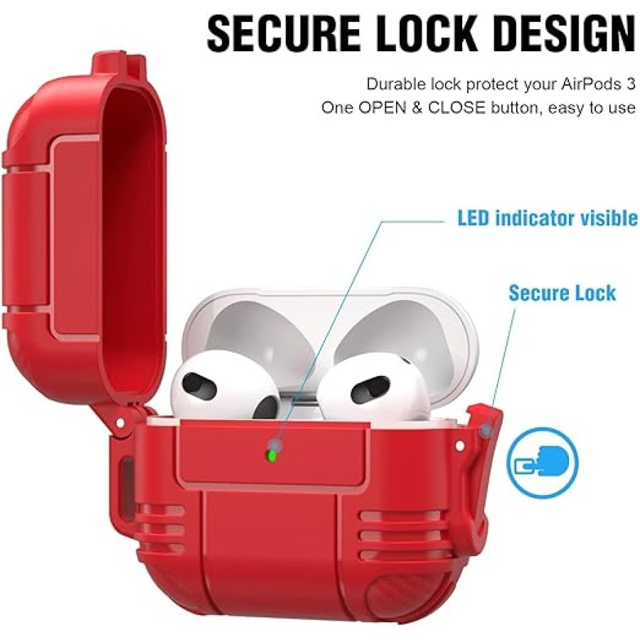 Shockproof Protective Armor Airpods 3 Matte Case - Red