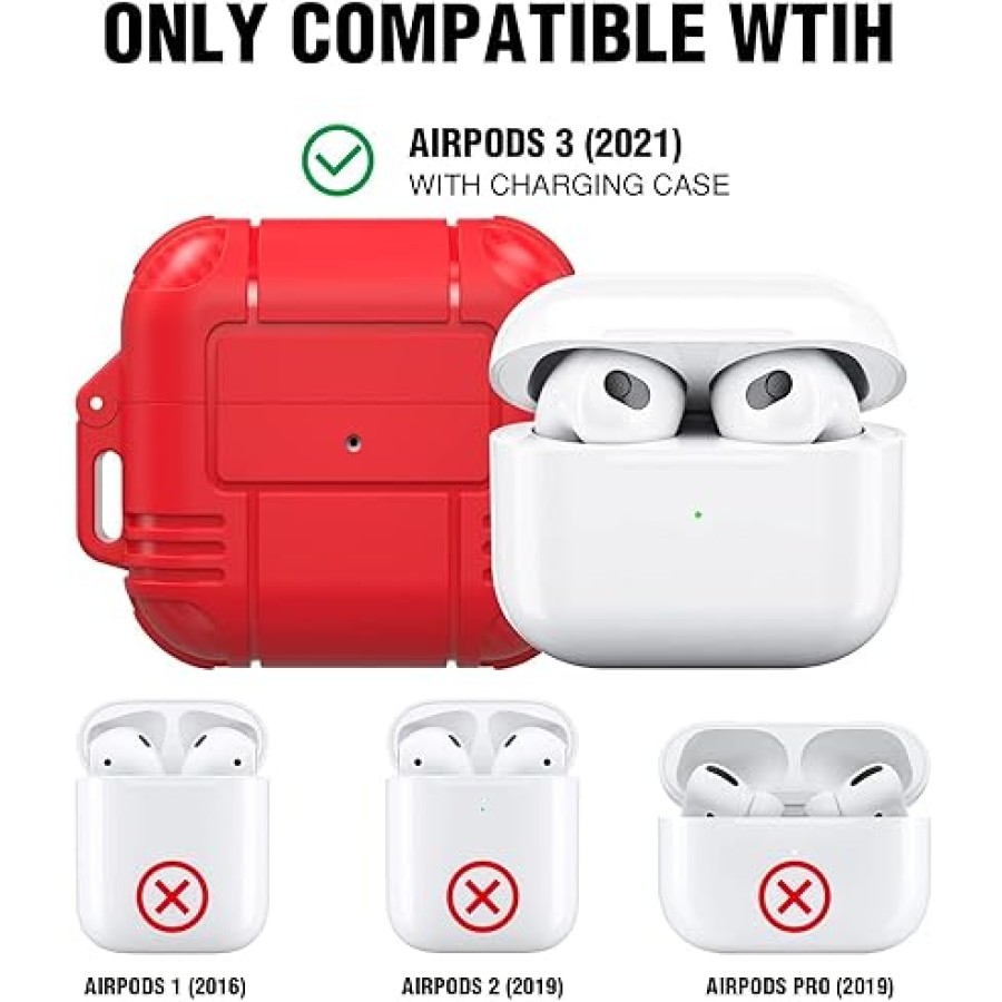 Shockproof Protective Armor Airpods 3 Matte Case - Red