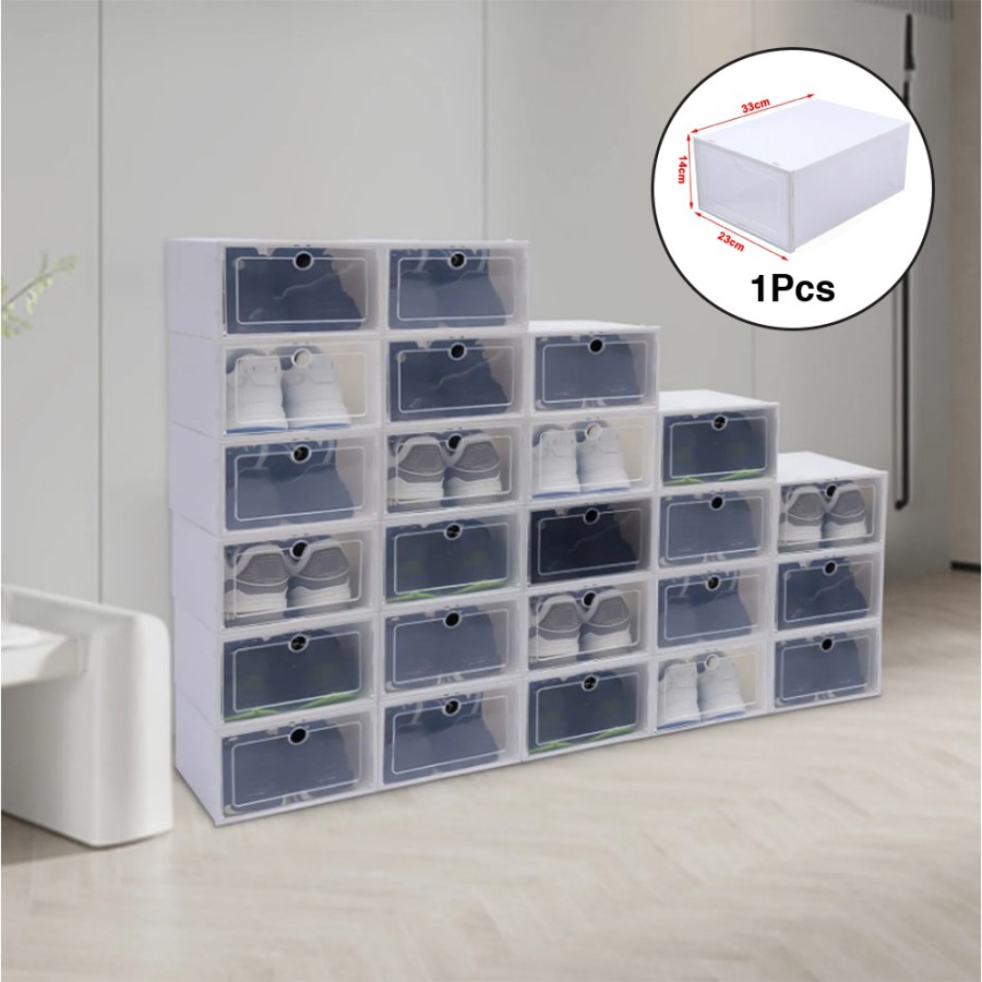  Foldable Stackable Shoe Box Clear Storage Case - 1PCS Box