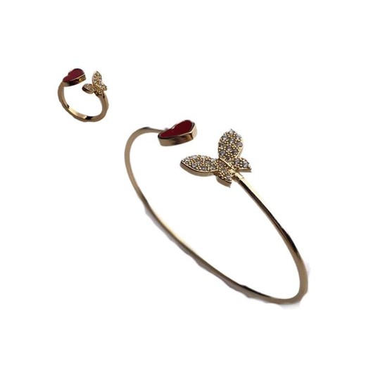 Jewellery Butterfly Heart Gold Tone RIng & Armband Bracelet