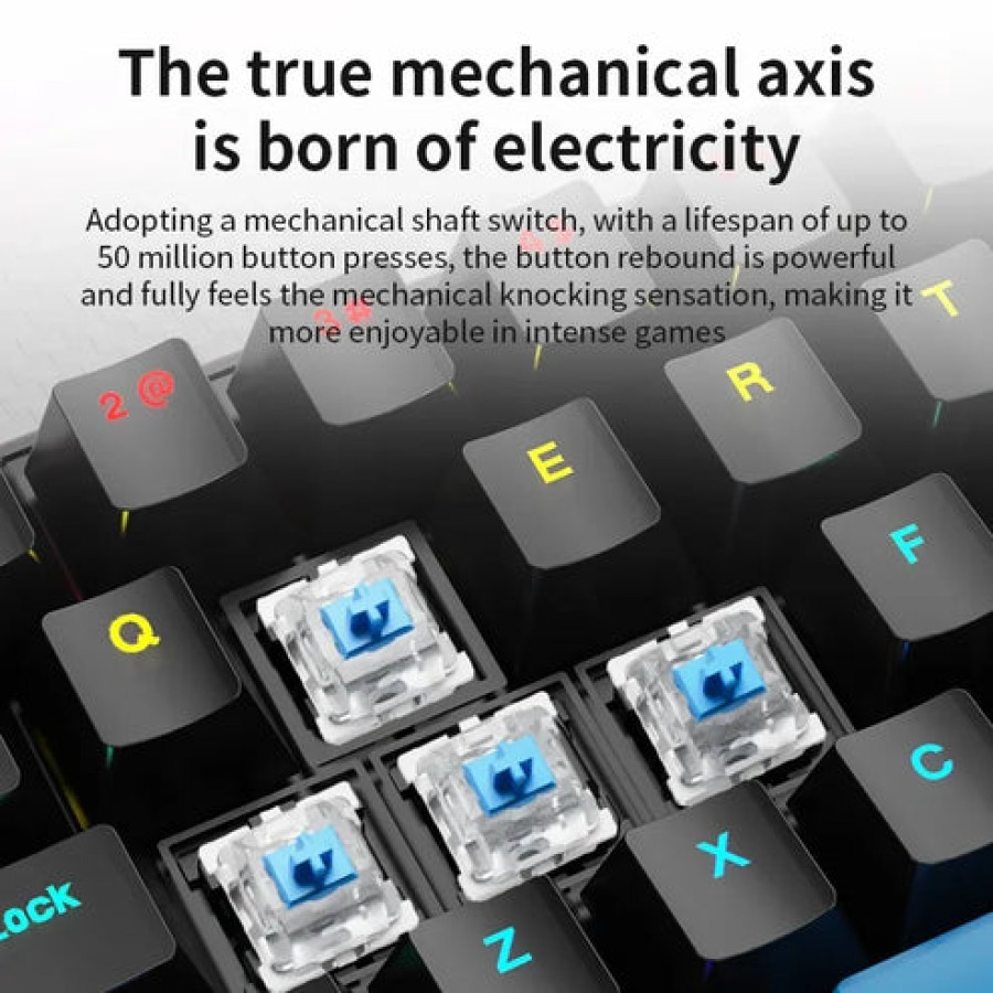 Skylion K68 Wired Mechanical RGB Gaming Keyboard - Black & Blue