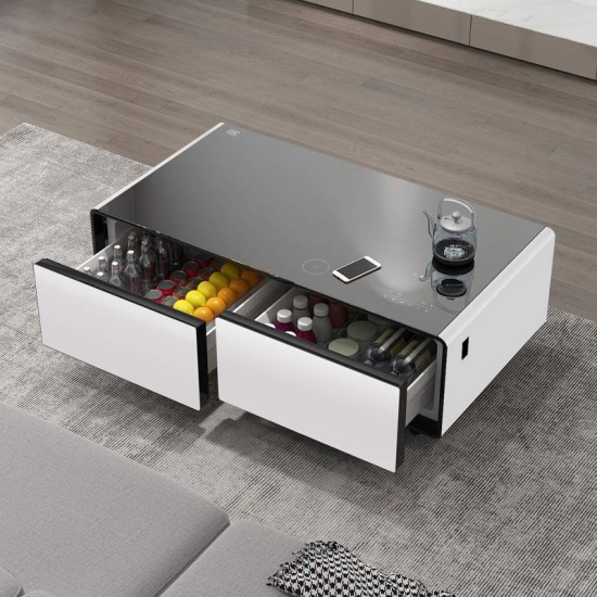 Smart Coffee Table Large Pro with Kettle (White-Dark Gray)
