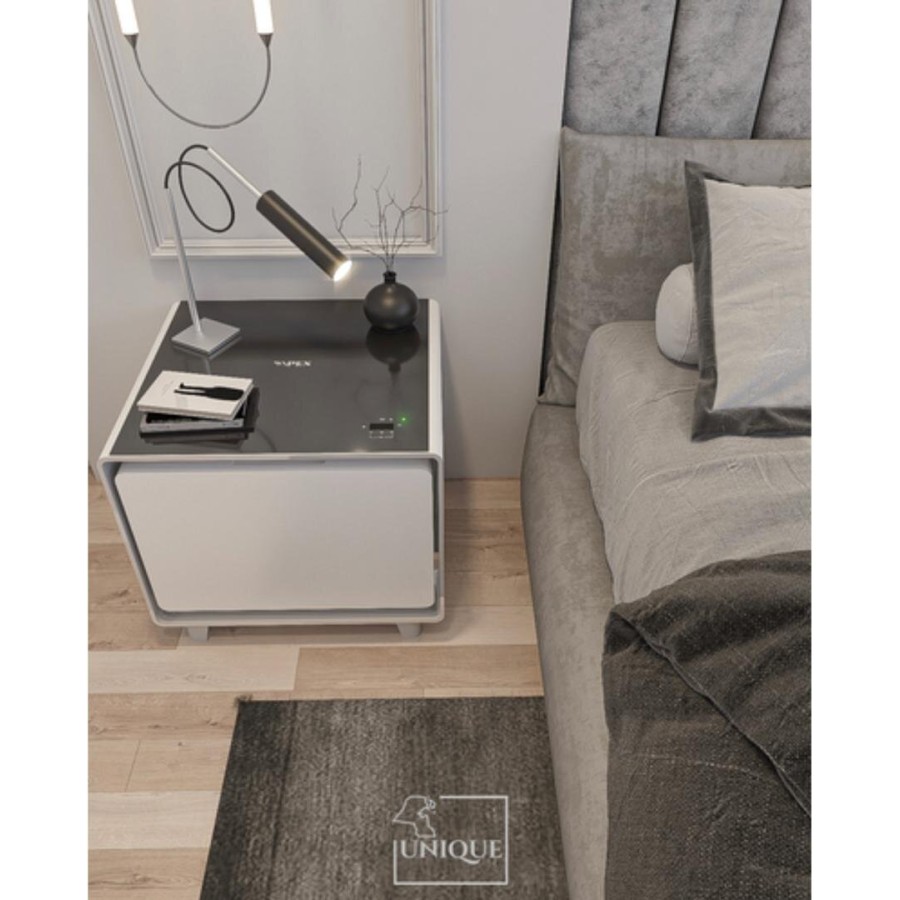 Smart Side Table ( White- brown -silver)